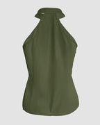 Two-Piece Sleeveless High Neck Cargo Top and Cuffed Trousers Set | Meave & Ivy