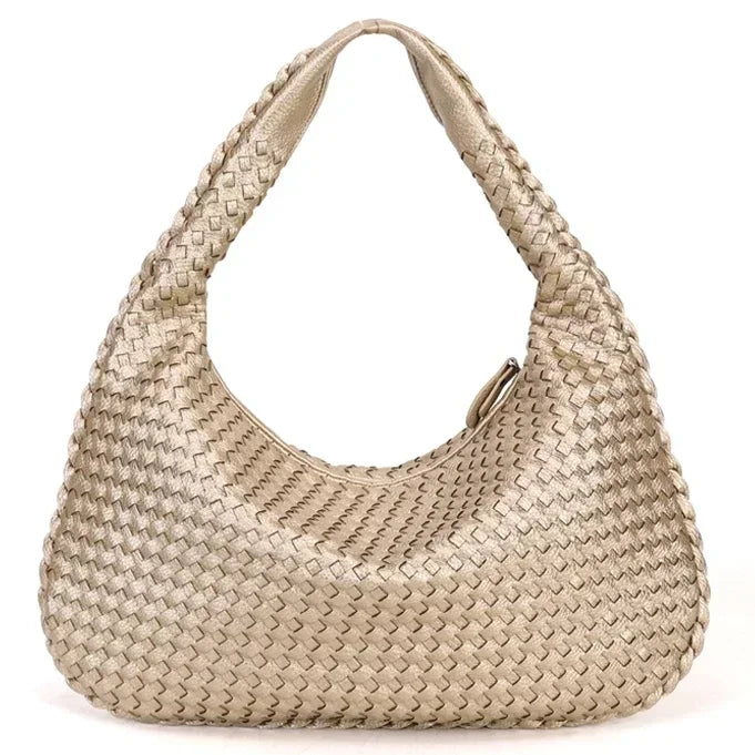 Woven Shoulder Bag with Luxe Braided Design – Textured Handbag