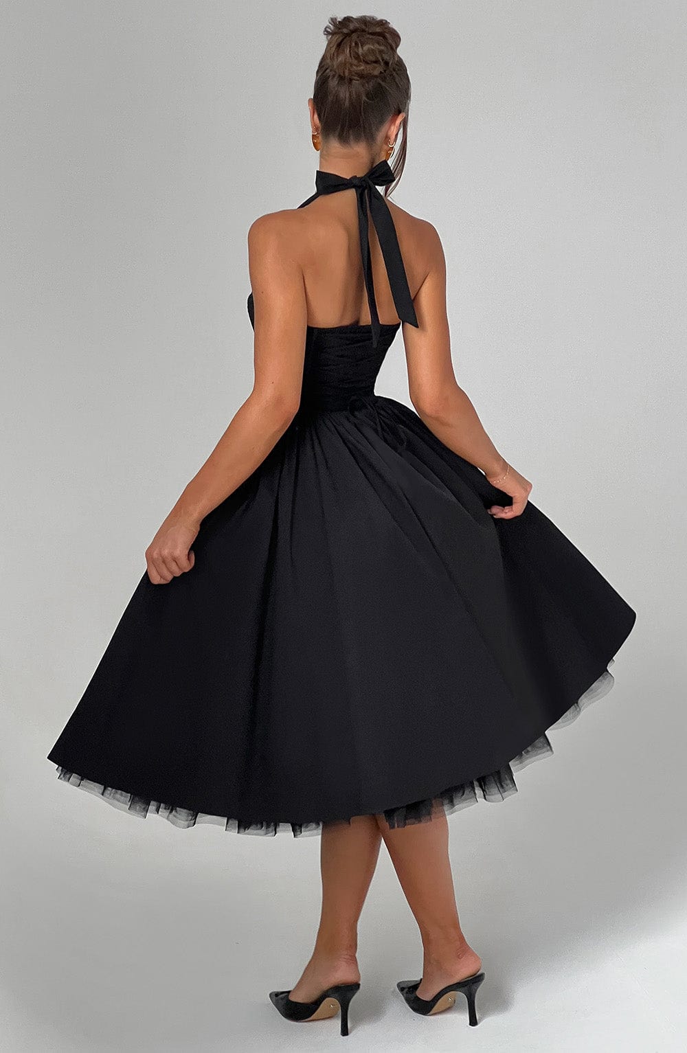 A-Line Halter Midi Dress - Elegant Occasion Wear | Meave & Ivy