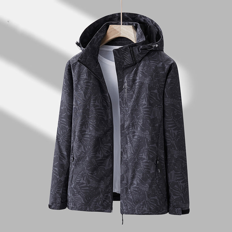 Women's Lightweight Hooded Outdoor Jacket with Printed Design