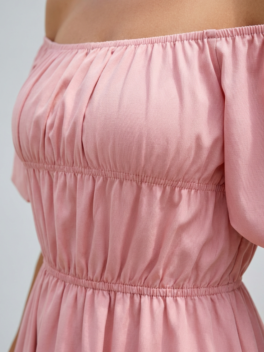 Off-Shoulder Mini Dress with Puff Sleeves