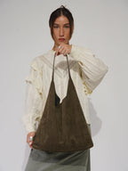 Suede Look Shoulder Bag with Matching Clutch – 2-in-1 Bag Set