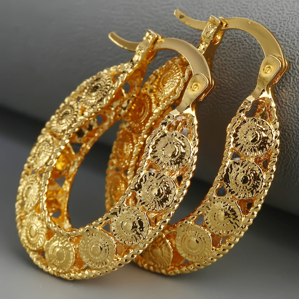 Women's Filigree Hoop Earrings with Embossed Detailing