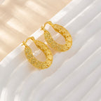 Women's Filigree Hoop Earrings with Embossed Detailing