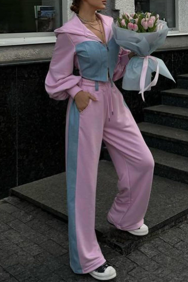 Women's Hooded Zip Jacket and Wide-Leg Track Pant Set