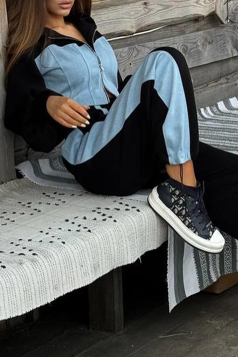 Women's Hooded Zip Jacket and Wide-Leg Track Pant Set