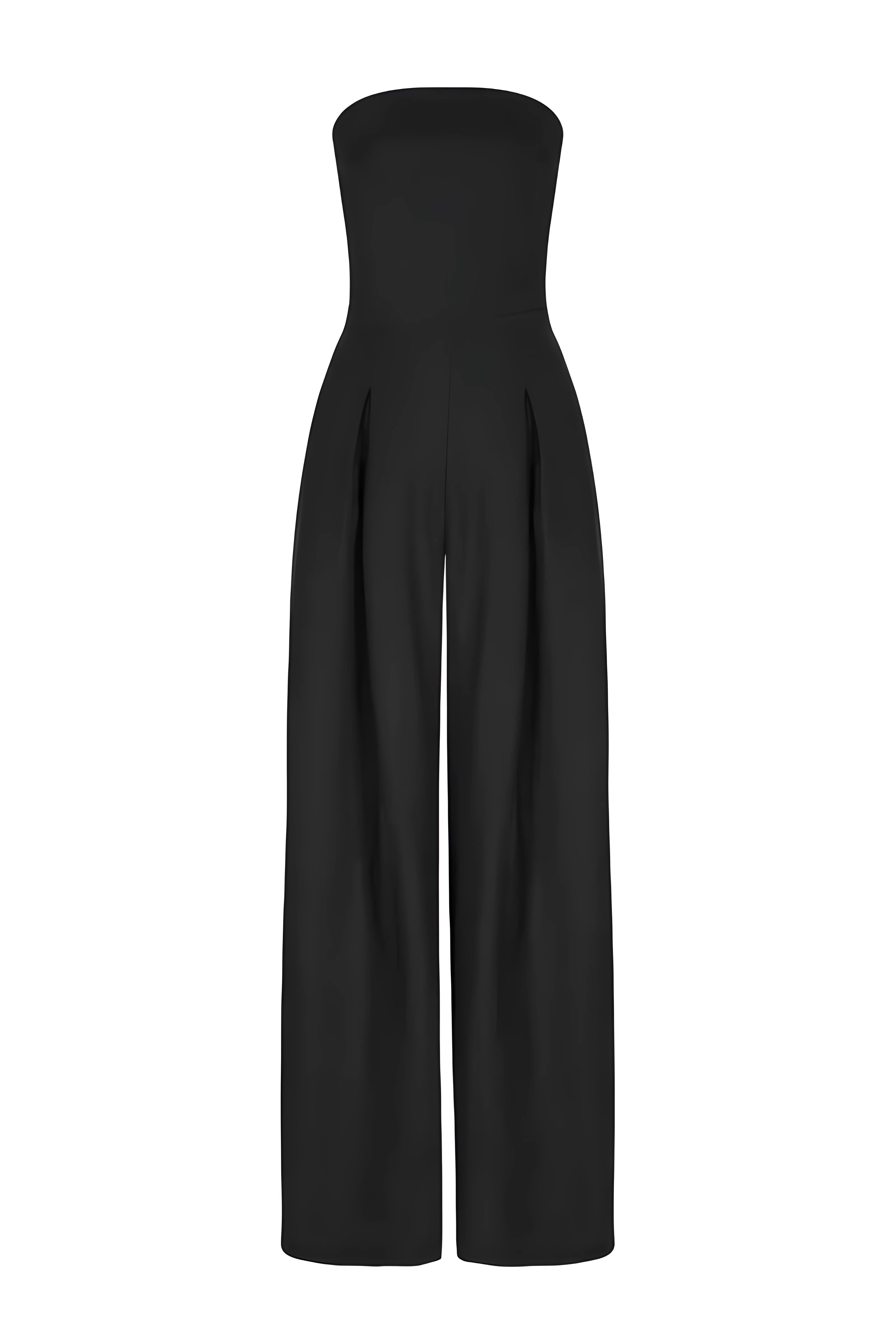 Strapless Jumpsuit with Wide Legs & Defined Waist – Elegant All-In-One