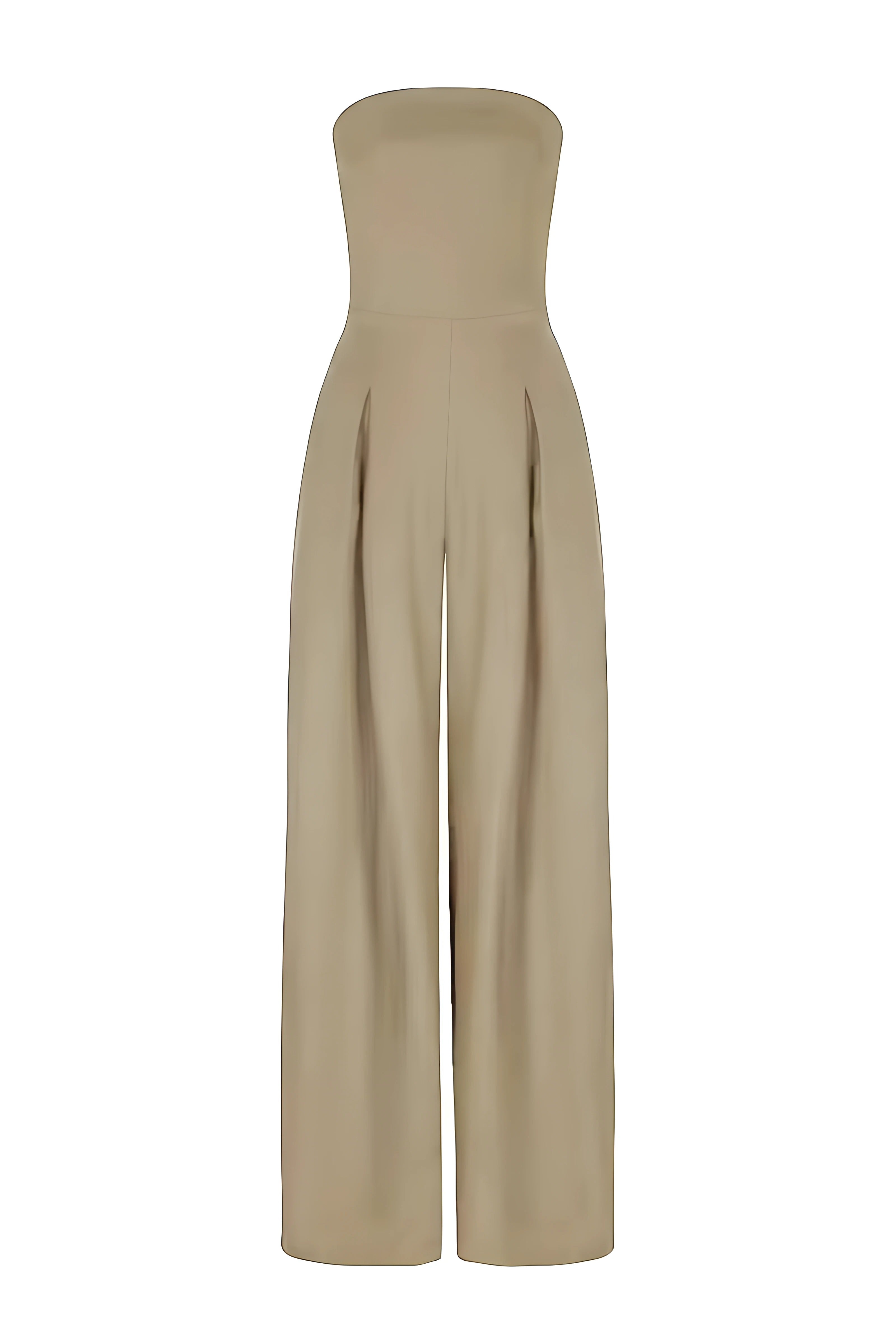 Strapless Jumpsuit with Wide Legs & Defined Waist – Elegant All-In-One