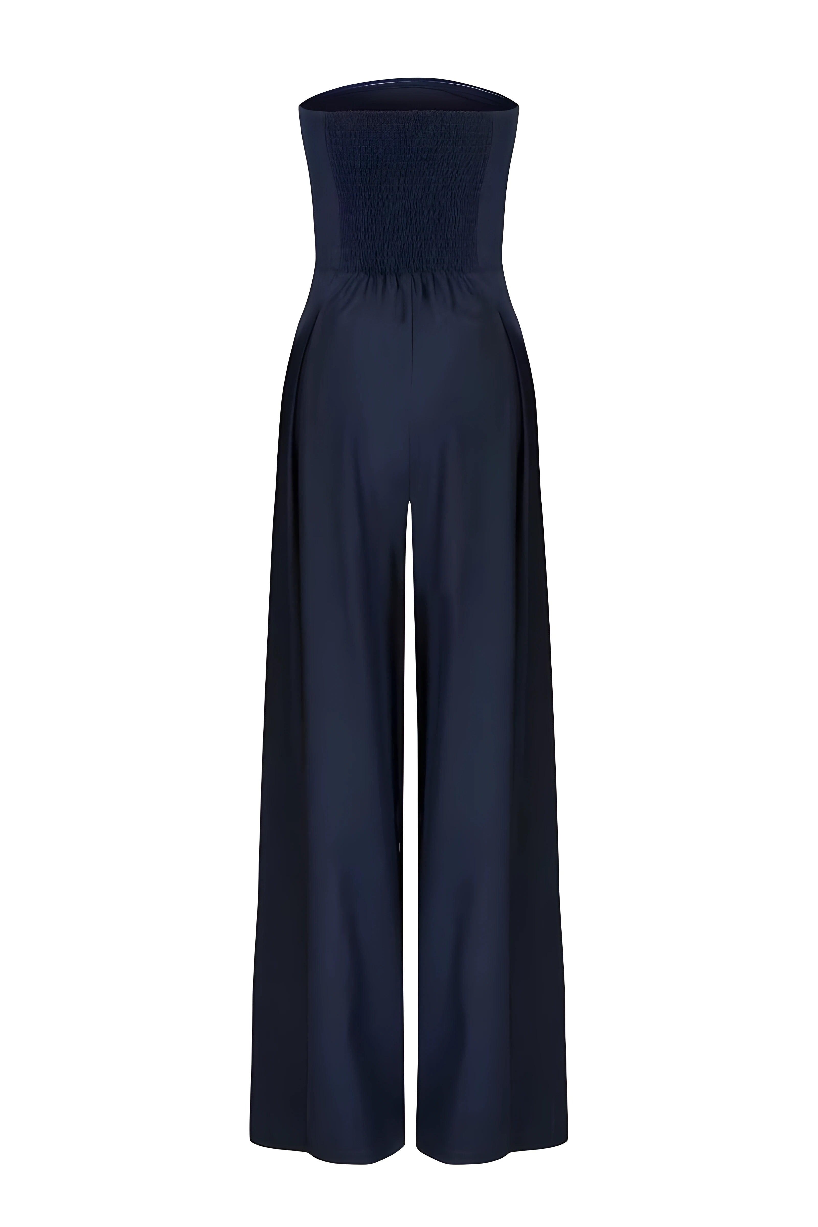 Strapless Jumpsuit with Wide Legs & Defined Waist – Elegant All-In-One