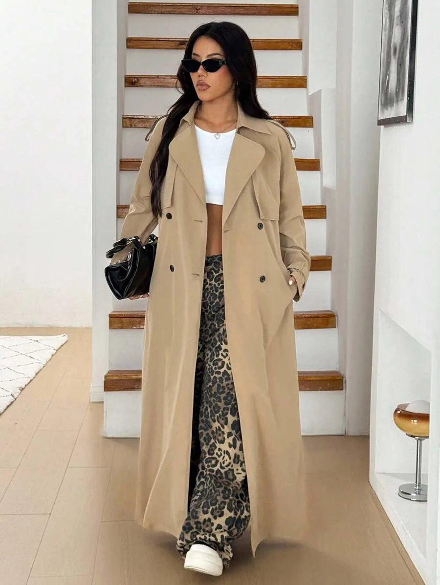 Women's Oversized Trench Coat with Belt