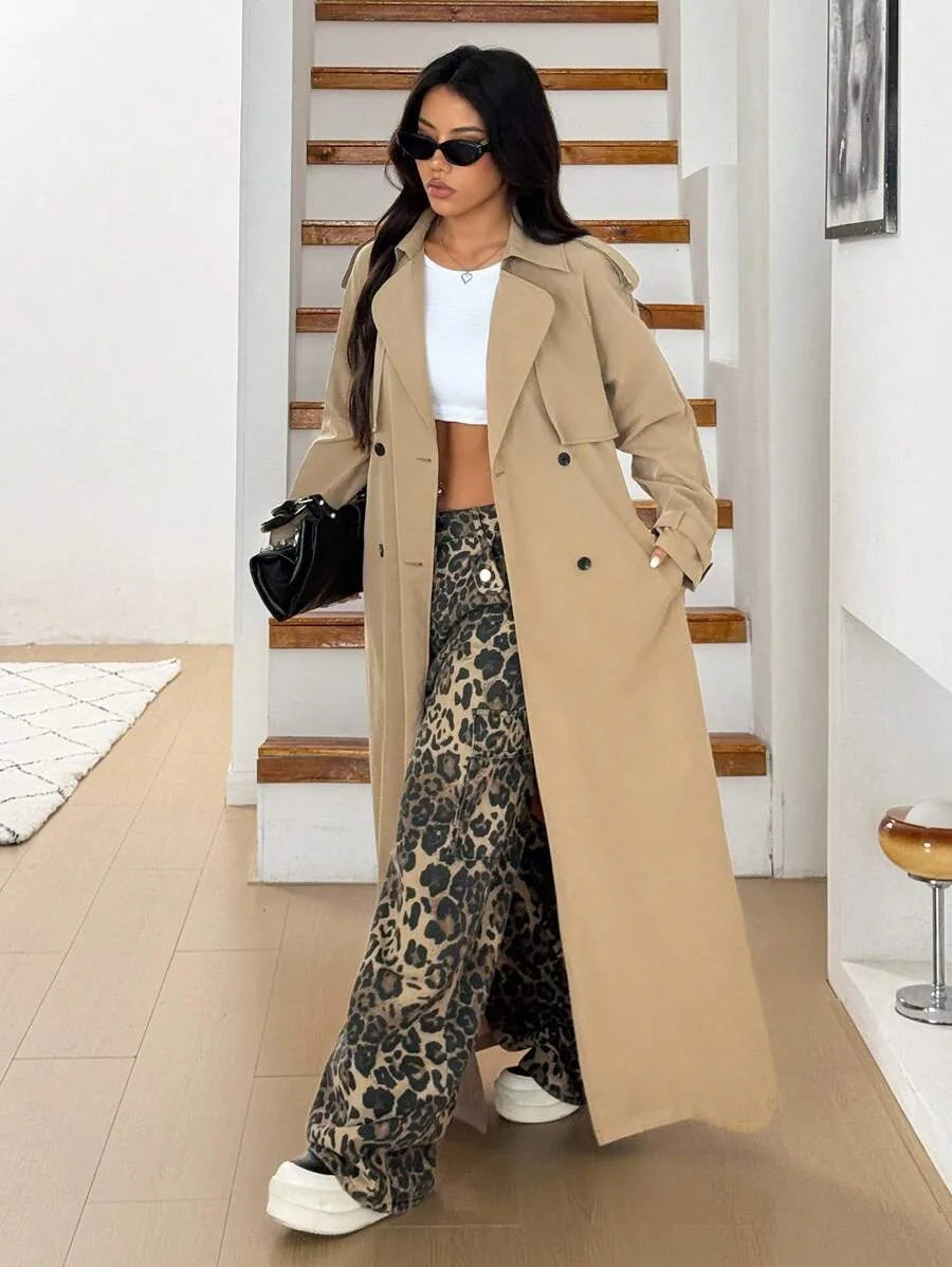 Women's Oversized Trench Coat with Belt