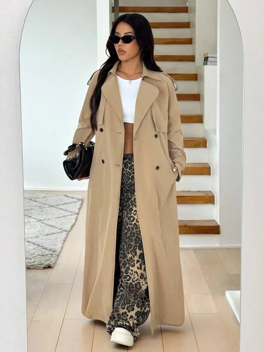 Women's Oversized Trench Coat with Belt