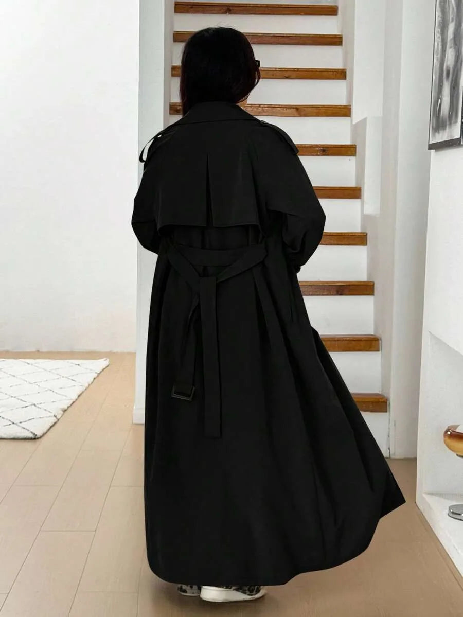 Women's Oversized Trench Coat with Belt