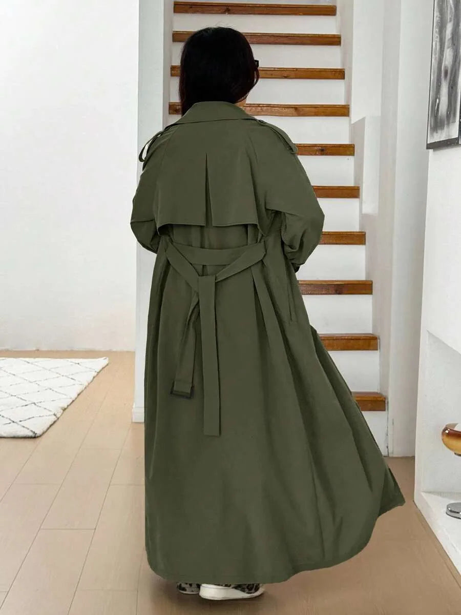 Women's Oversized Trench Coat with Belt
