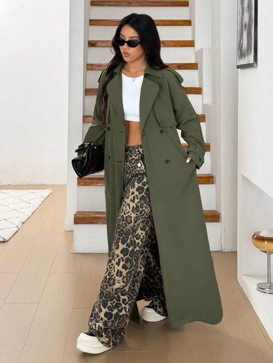 Women's Oversized Trench Coat with Belt