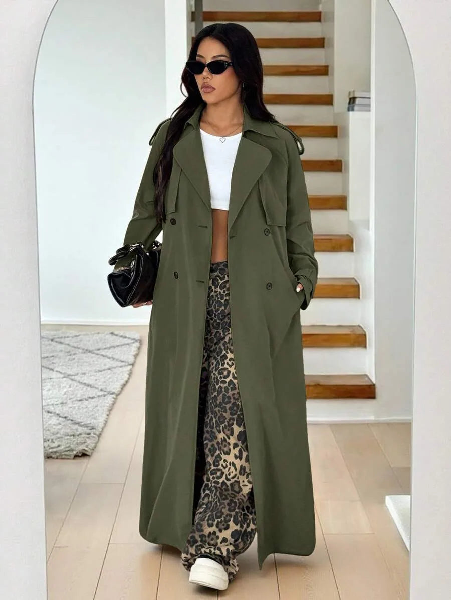 Women's Oversized Trench Coat with Belt
