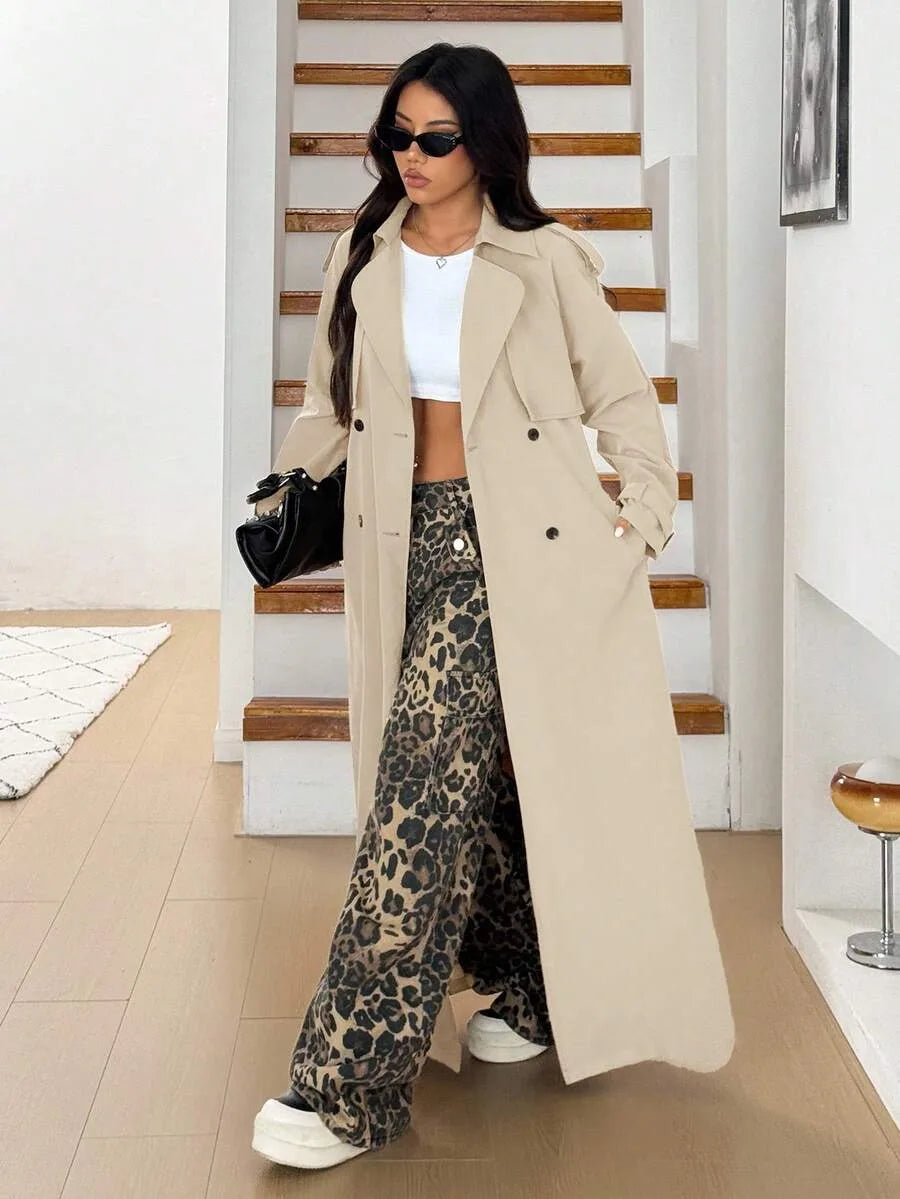 Women's Oversized Trench Coat with Belt