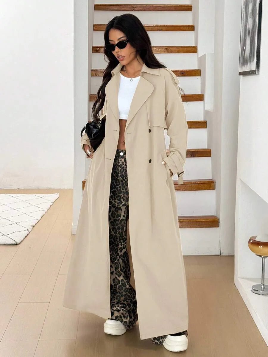 Women's Oversized Trench Coat with Belt