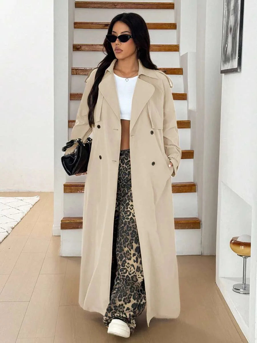 Women's Oversized Trench Coat with Belt