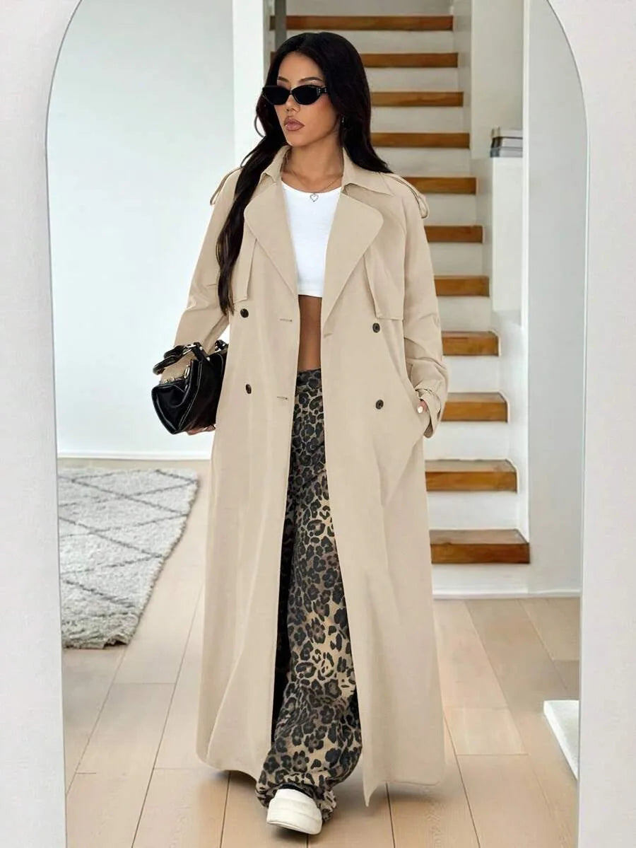 Women's Oversized Trench Coat with Belt