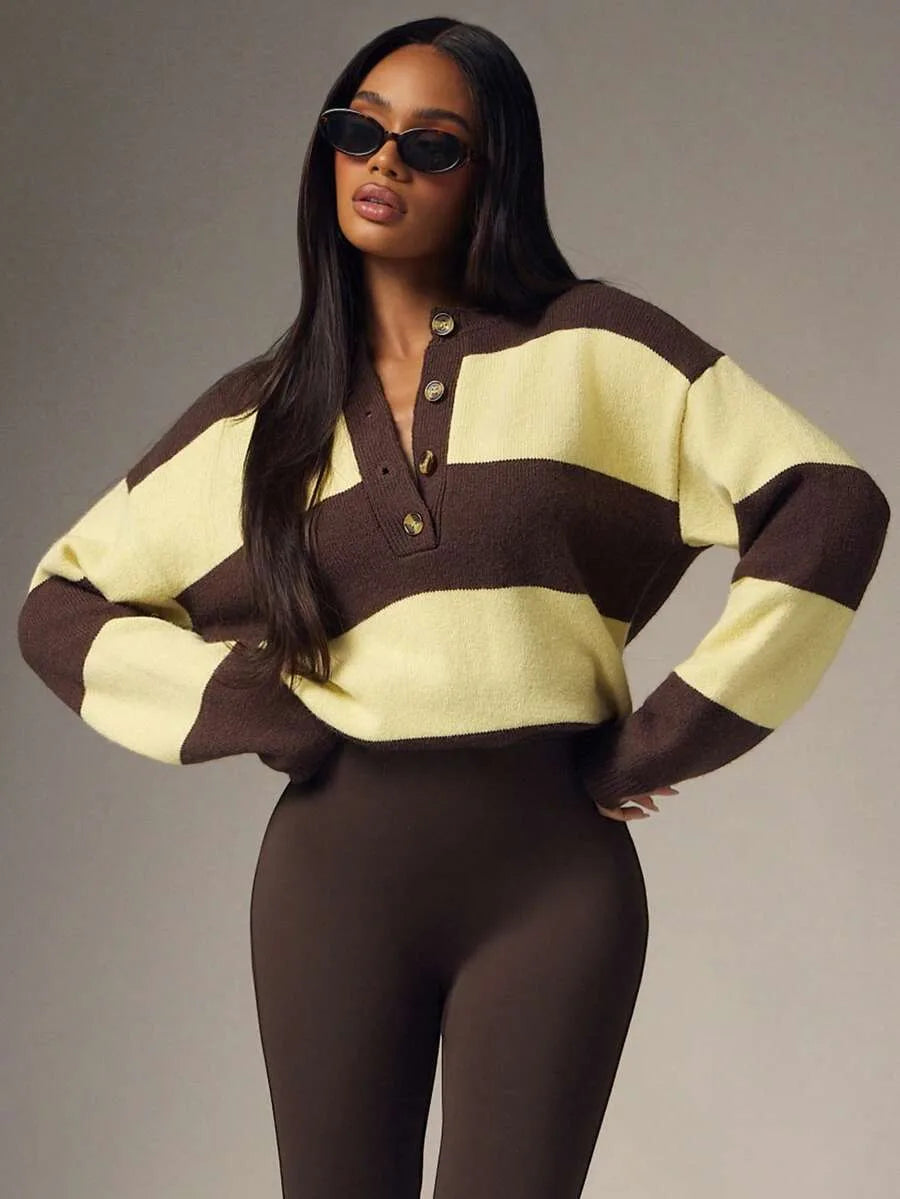 Women's Oversized Sweater with Buttons