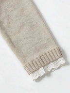 Women's Sweater with Lace and Crew Neck