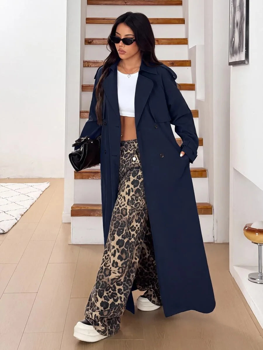 Women's Oversized Trench Coat with Belt