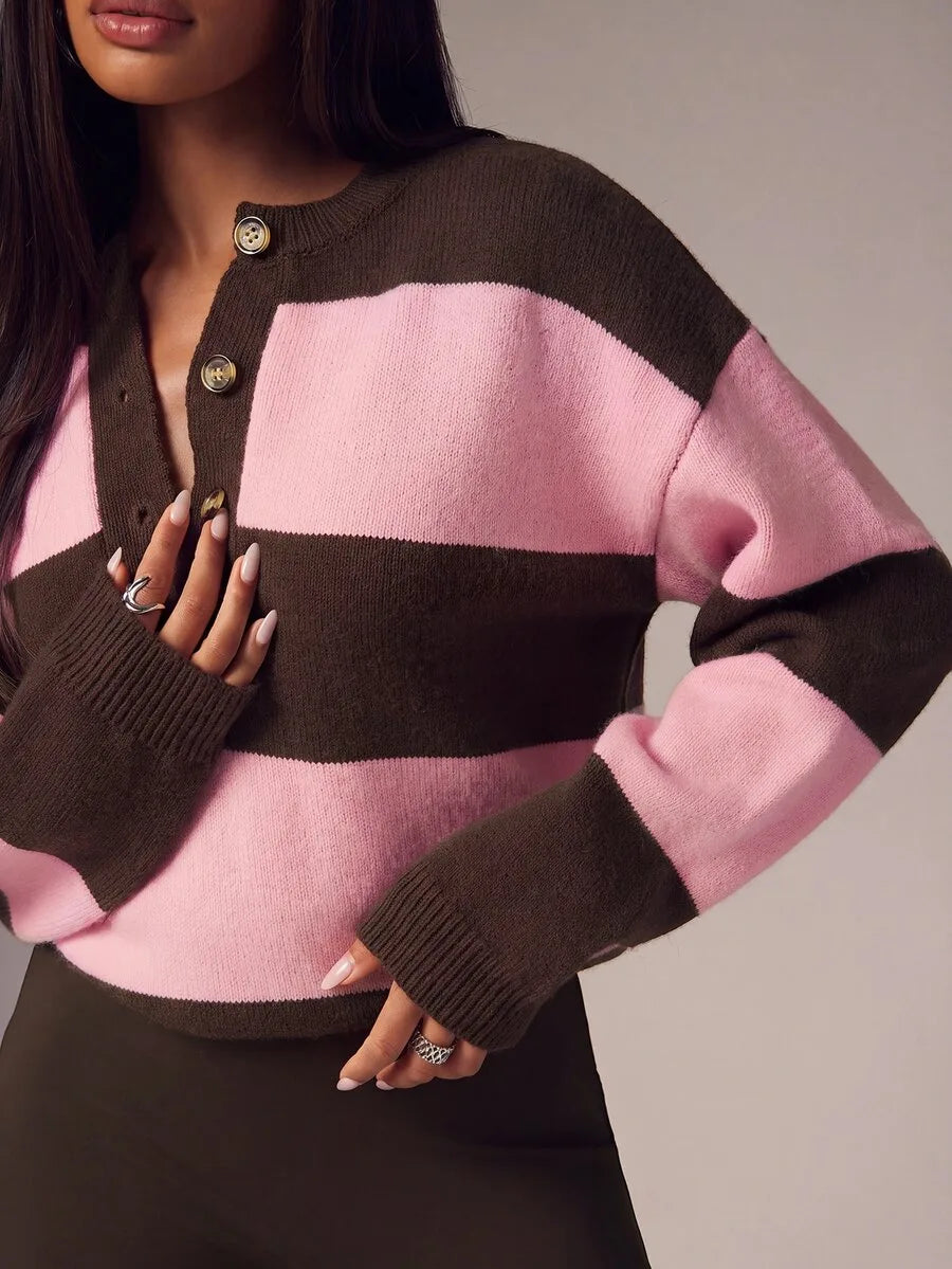 Women's Oversized Sweater with Buttons