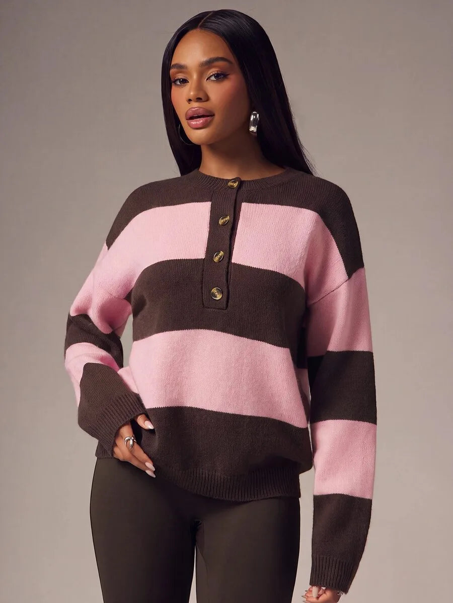 Women's Oversized Sweater with Buttons