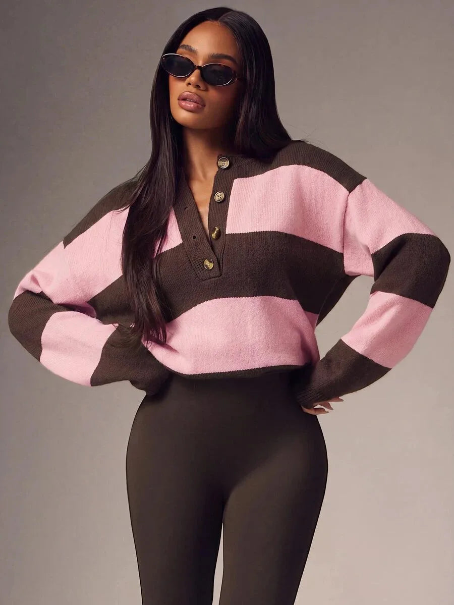 Women's Oversized Sweater with Buttons