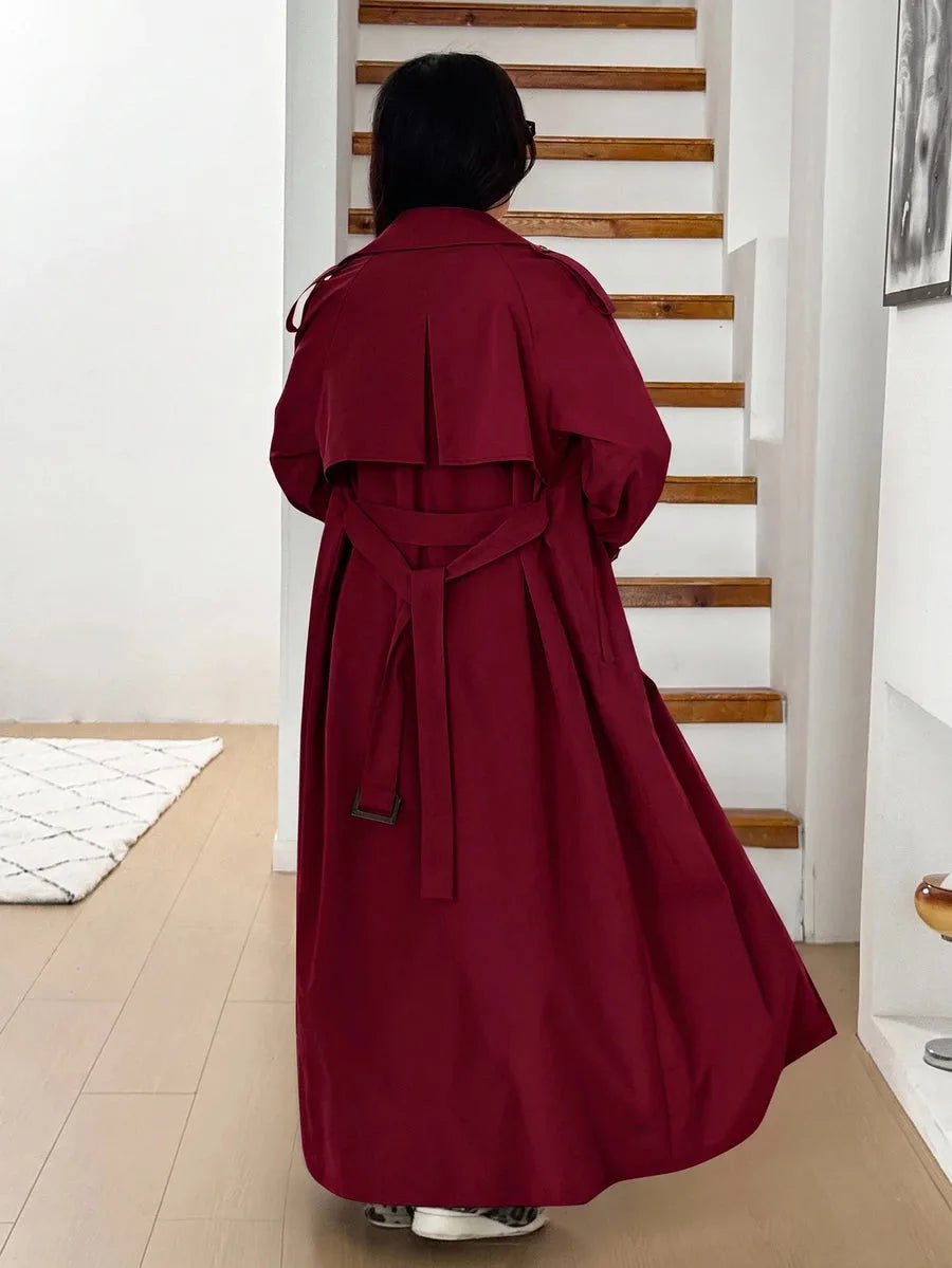 Women's Oversized Trench Coat with Belt