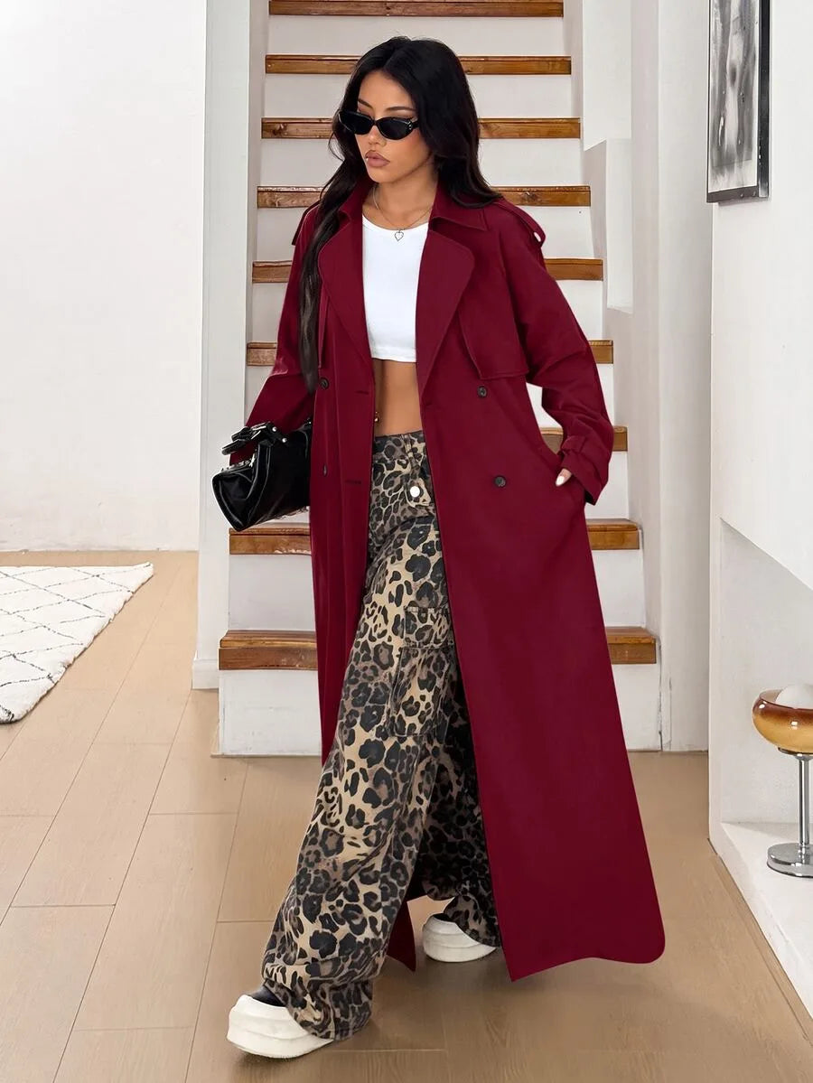 Women's Oversized Trench Coat with Belt