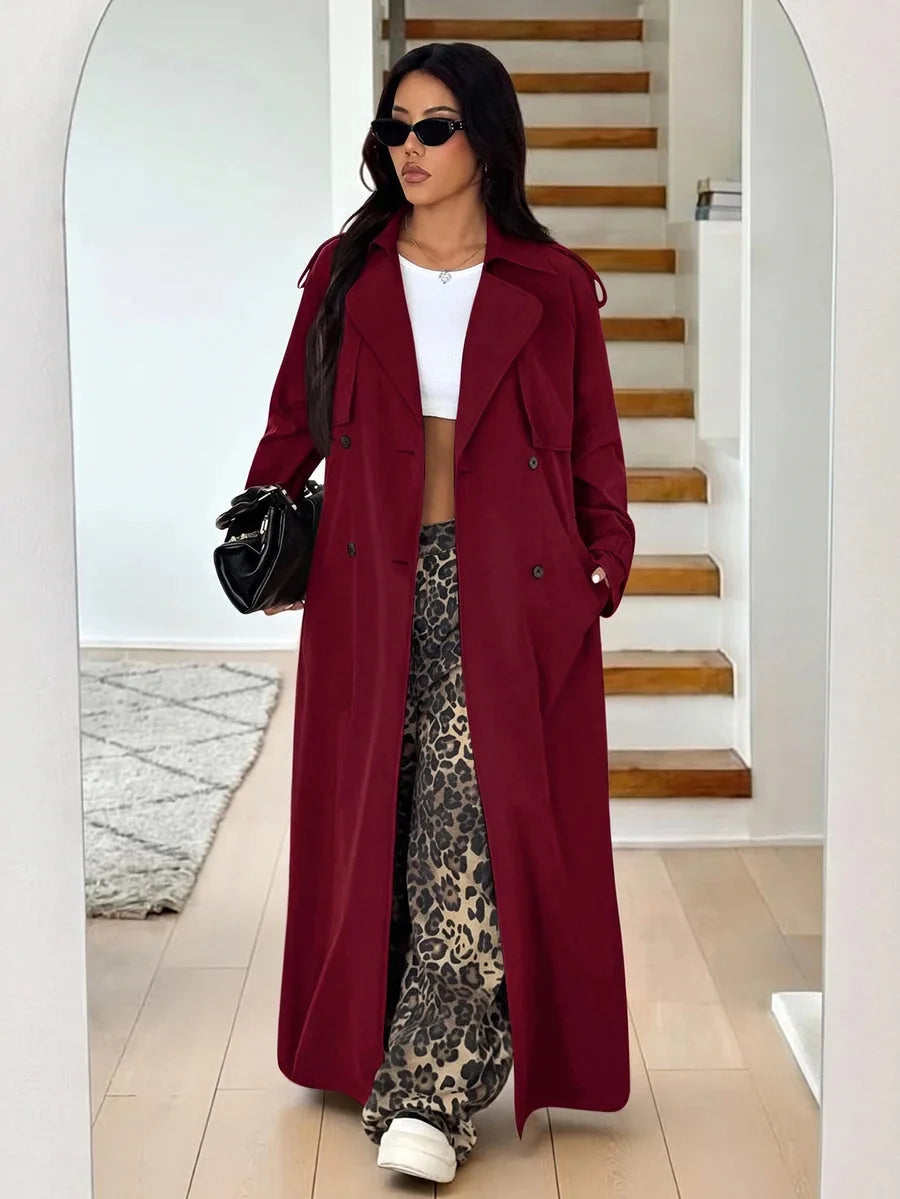 Women's Oversized Trench Coat with Belt