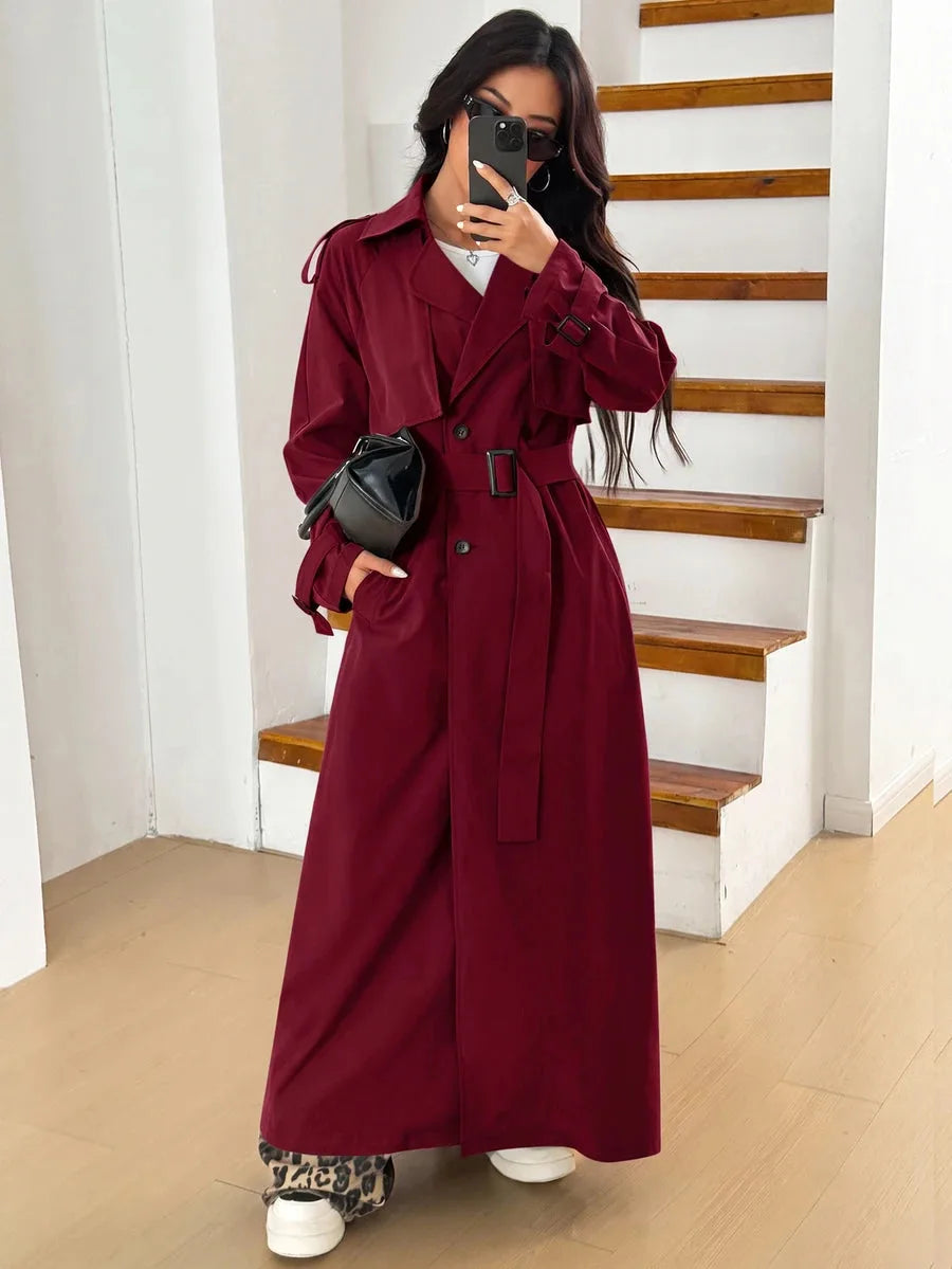 Women's Oversized Trench Coat with Belt