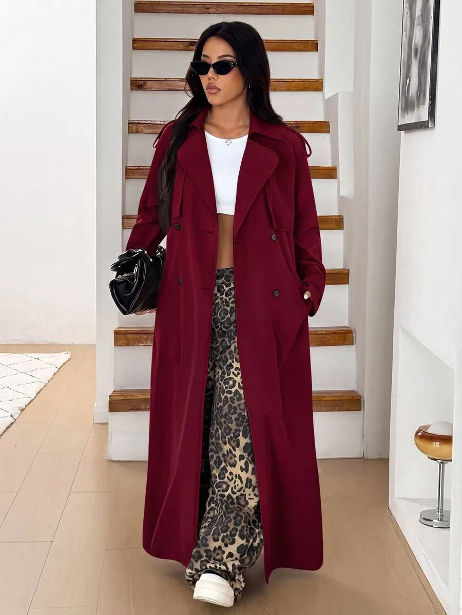 Women's Oversized Trench Coat with Belt