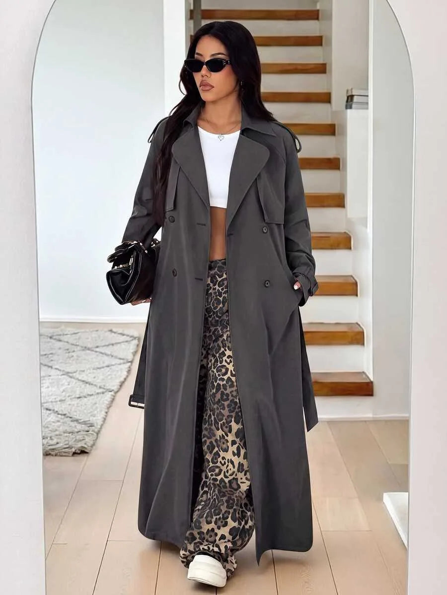Women's Oversized Trench Coat with Belt