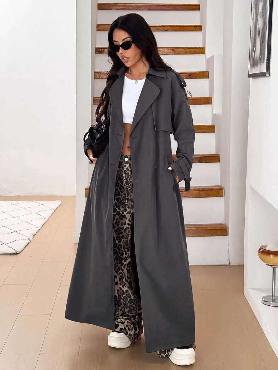 Women's Oversized Trench Coat with Belt