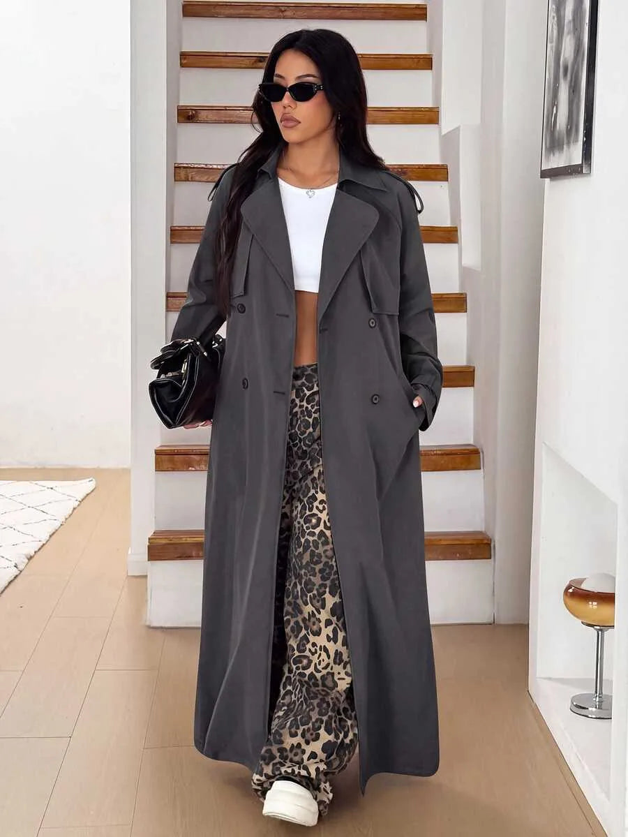 Women's Oversized Trench Coat with Belt