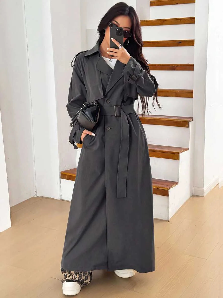 Women's Oversized Trench Coat with Belt