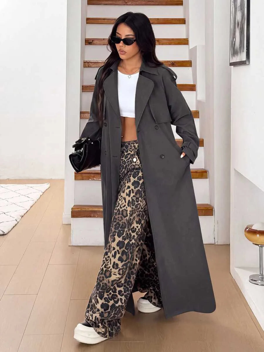 Women's Oversized Trench Coat with Belt