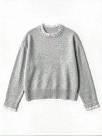 Women's Sweater with Lace and Crew Neck