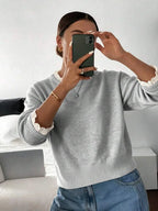 Women's Sweater with Lace and Crew Neck
