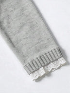 Women's Sweater with Lace and Crew Neck