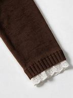 Women's Sweater with Lace and Crew Neck