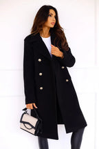 Double-Faced Wool-Blend Coat – Classic Button Design