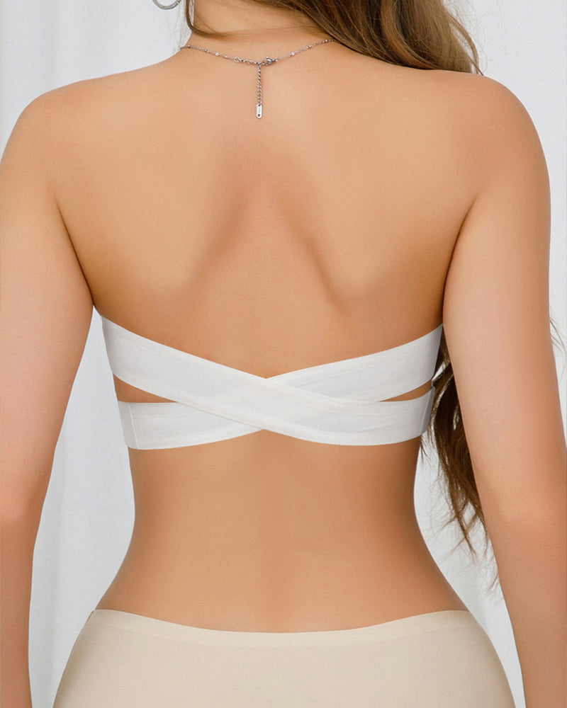 Strapless Bandeau Seamless Criss Cross Bralette Top | Meave & Ivy