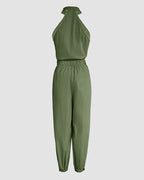Two-Piece Sleeveless High Neck Cargo Top and Cuffed Trousers Set | Meave & Ivy