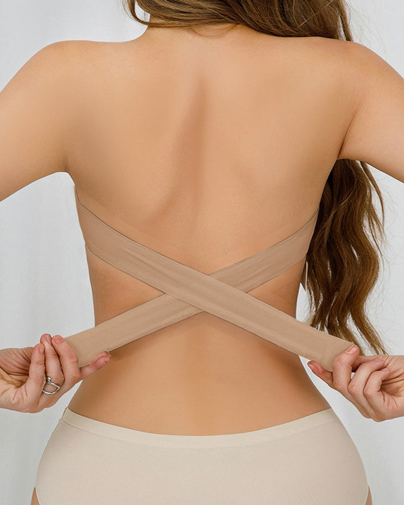 Strapless Bandeau Seamless Criss Cross Bralette Top | Meave & Ivy