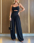 Cut-Out Waist Cami Backless Ruched High Waist Summer Jumpsuit | Meave & Ivy