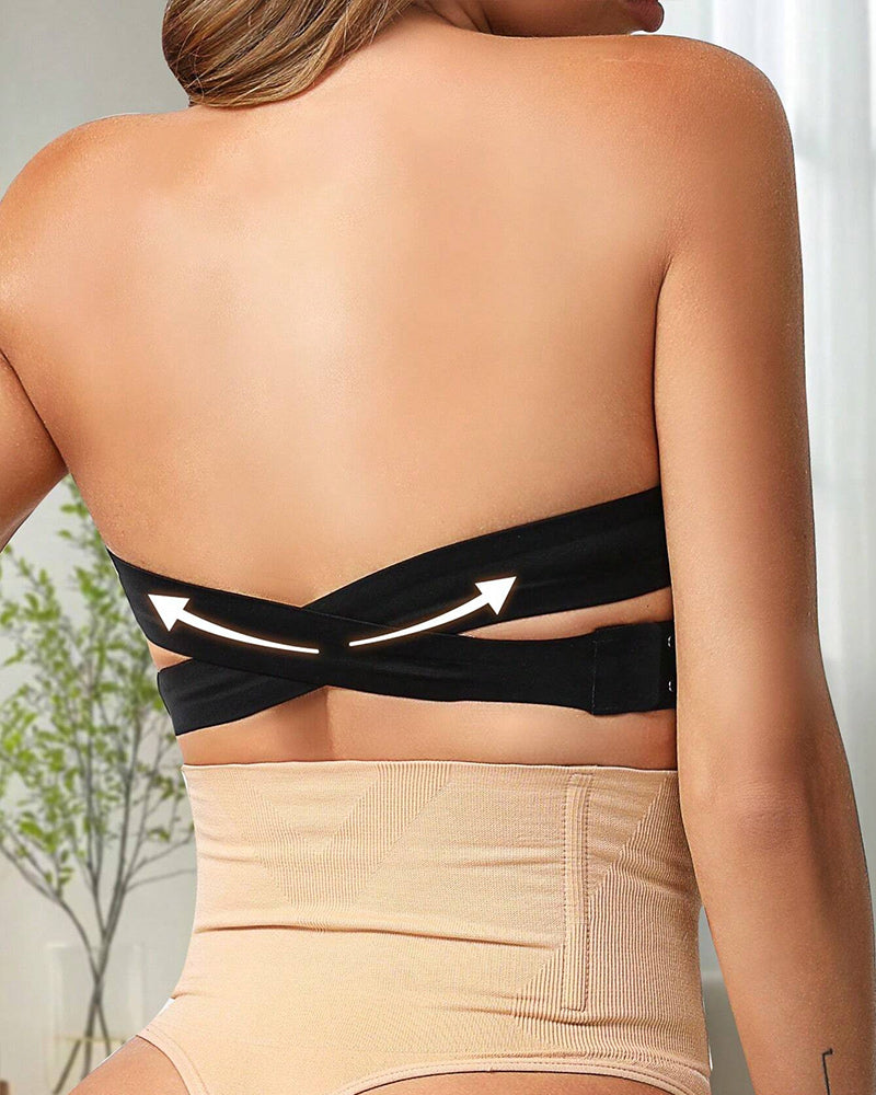 Strapless Bandeau Seamless Criss Cross Bralette Top | Meave & Ivy